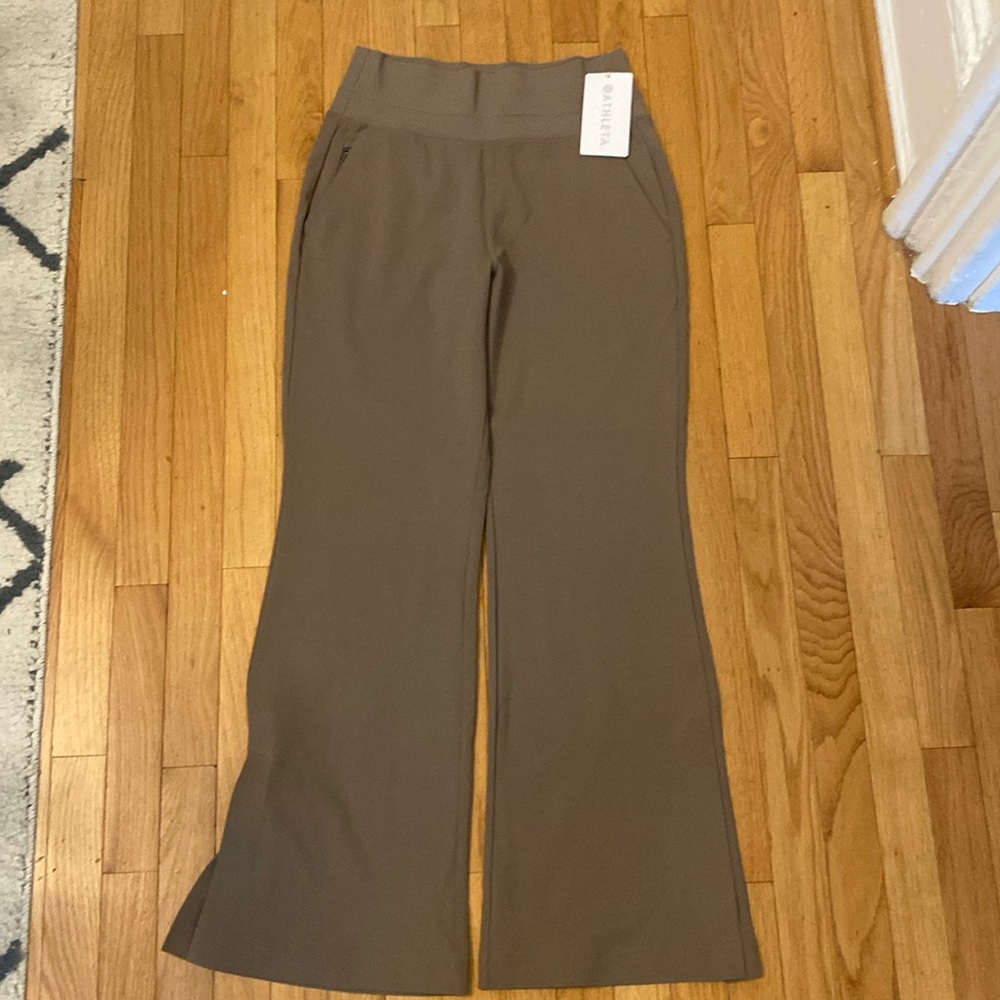 NWT ATHLETA Venice Flare Pant S SMALL Taupe brown  Commute Work Travel Size s